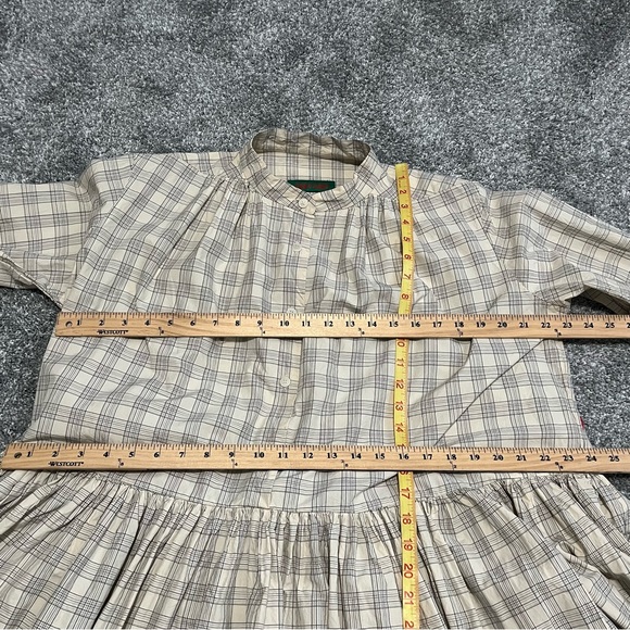 Casey Casey YUKI Dress in Natural Check Size Medium Cream Oversized Prairie - Picture 4 of 14